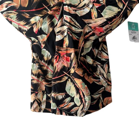 Sunsets Retro Retreat Simone Black Tropical Floral Tankini Swim Top Size 40D/42C - Picture 6 of 11